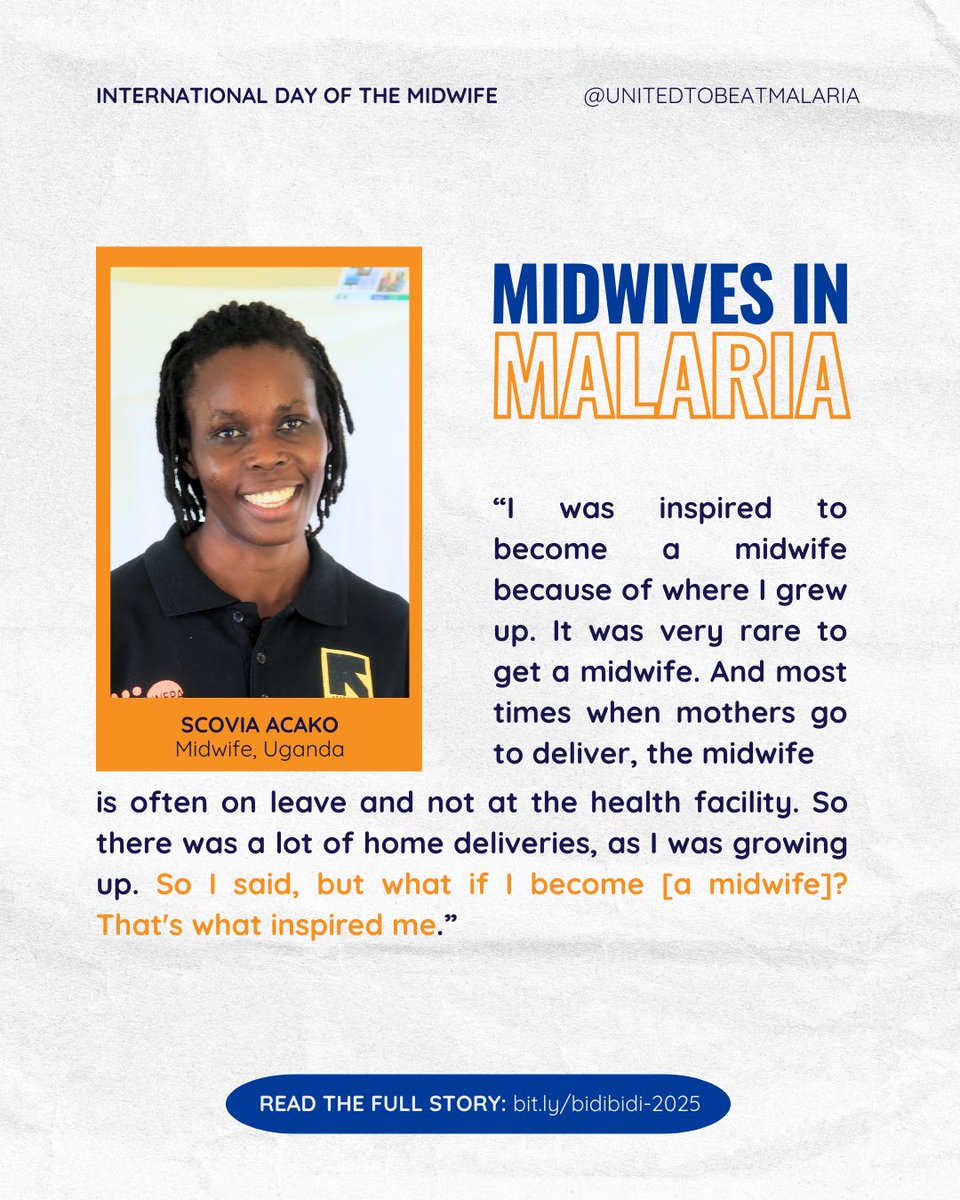 Pregnant women are particularly vulnerable to malaria, which can lead to premature delivery and even stillbirths.

That's why midwives like Scovia Acako are invaluable to global malaria control and elimination efforts. #InternationalDayOfTheMidwife 

🔗 bit.ly/bidibidi-2025