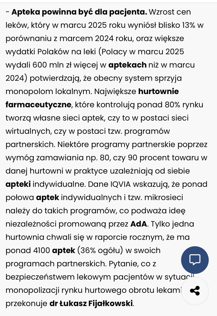 Prezes <a href="/NaRzeczPacjenta/">Fundacja Na Rzecz Pacjentów</a> dr <a href="/Lucas_pharmacy/">Łukasz Fijałkowski</a> o pracach sejmowego zespołu parl. dla <a href="/PolitykaZdrowot/">politykazdrowotna.com</a> 

Czy monopolizacja hurtowego obrotu lekami jest bezpieczna dla Polskich Pacjentów?

politykazdrowotna.com/artykul/co-dal…
<a href="/Grupa_NEUCA/">Grupa NEUCA</a>
<a href="/Leszczyna/">Iza Leszczyna✌️🇵🇱</a>
<a href="/MGolbik/">Marta Golbik</a>
<a href="/WioletaTomczak/">Wioleta Tomczak</a>
<a href="/JoannaWicha/">Joanna Wicha/Lewica</a>
<a href="/marek_hok/">Marek Hok</a>