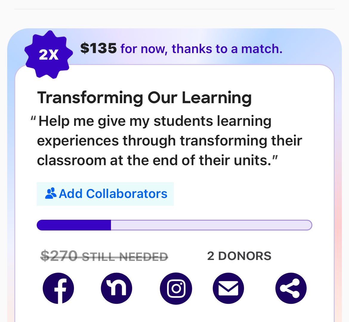 $135 till fully funded #TeacherAppreciationWeek #transformation