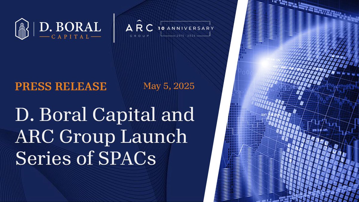dboralcapital's tweet photo. D. Boral Capital and ARC Group are proud to join forces on the expected launch of a new series of Special Purpose Acquisition Companies (SPACs).
Read more here: https://t.co/b2qgTx2fRi
#DBoralCapital #ARCGroup #CapitalMarkets #SPAC #PublicOffering https://t.co/7u2yGT7Lb4