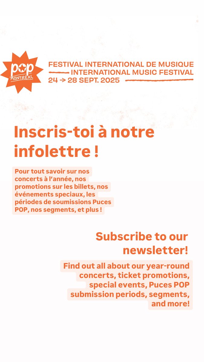 Inscris-toi à notre infolettre ici → eepurl.com/qH0f
Subscribe to our newsletter here → eepurl.com/qH0f