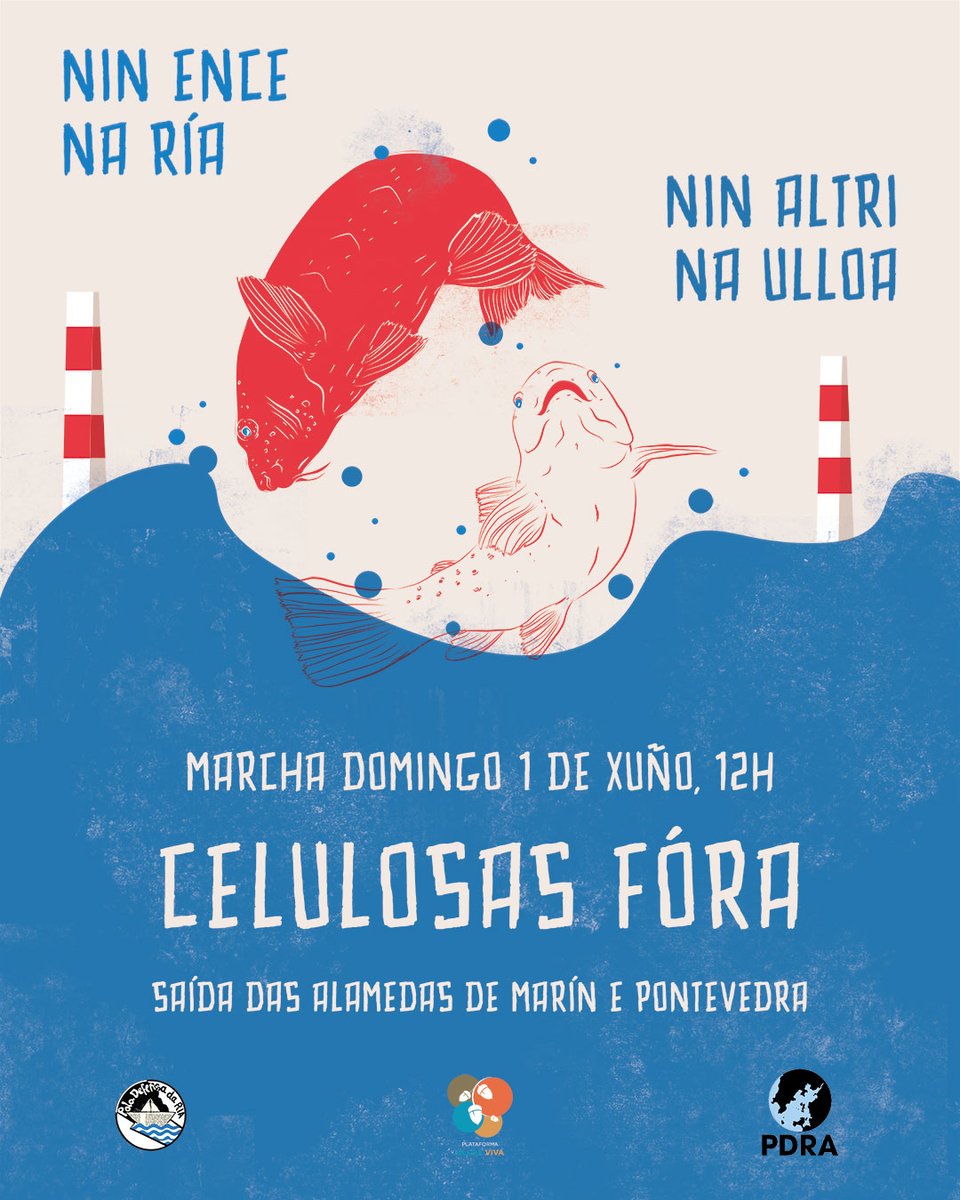 📢 Marcha este 1 de xuño ás 12h en Pontevedra "Nin ENCE na ría nin ALTRI na Ulloa. Celulosas fóra"
✊Xunto á PDRA e <a href="/defensadaria/">APDR</a>  convocamos unha nova mobilización e animamos a todas as galegas e galegos a asistir!!
Comparte💚#ALTRINON #celulosasfóra
#NinEnceNaRiaNinAltriNaUlloa