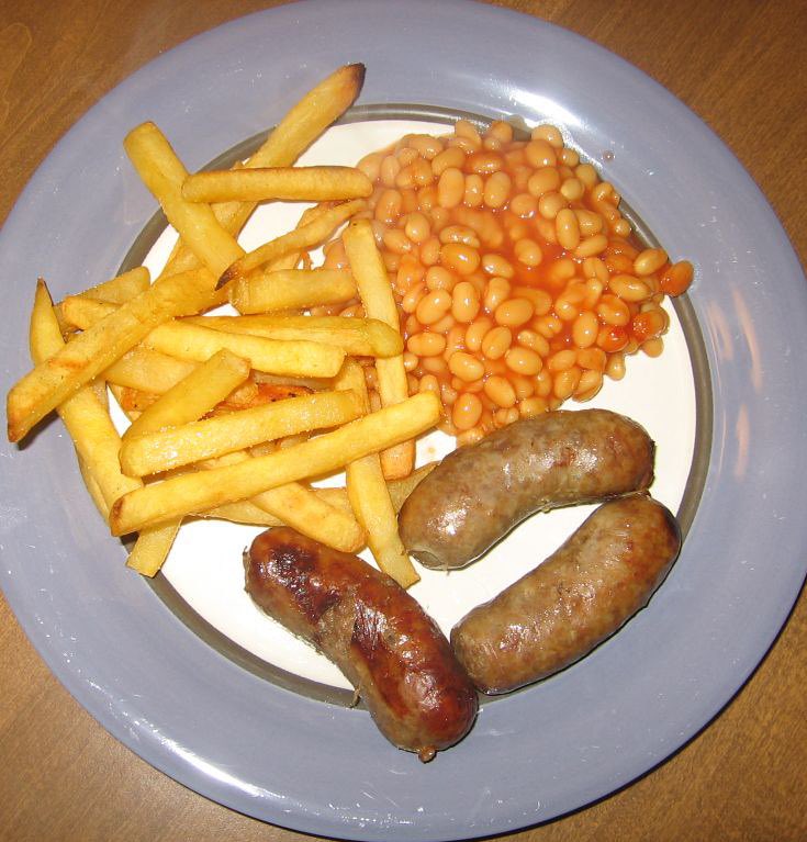 Sausage, Chips and Beans