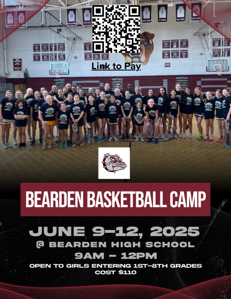 Bearden Girls Basketball (@bhsladybulldogs) on Twitter photo Come 🏀 camp with us! You can register with the QR Code below! ⬇️⬇️
June 9-12, grades 1st-8th
9am-noon
$110 per camper
justin.underwood@knoxschools.org Come 🏀 camp with us! You can register with the QR Code below! ⬇️⬇️
June 9-12, grades 1st-8th
9am-noon
$110 per camper
justin.underwood@knoxschools.org