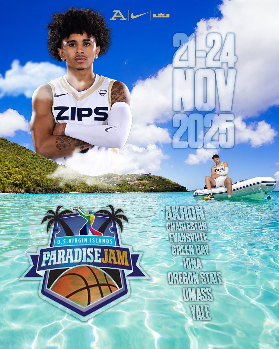 Akron Zips MBB (@zipsmbb) on Twitter photo Heading to the Virgin Islands this November for the <a href="/paradisejam/">Paradise Jam</a> 😎
🔗: tinyurl.com/2c2ghtd6
#GoZips🦘 Heading to the Virgin Islands this November for the <a href="/paradisejam/">Paradise Jam</a> 😎
🔗: tinyurl.com/2c2ghtd6
#GoZips🦘