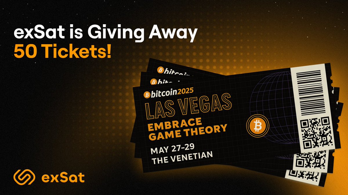 exSat Network (@exsatnetwork) on Twitter photo WIN 50 TICKETS TO #BITCOIN 2025 IN LAS VEGAS 🔥
Attend the biggest Bitcoin event yet, hear from the likes of <a href="/davidsacks47/">David Sacks</a>, <a href="/SenLummis/">Senator Cynthia Lummis</a>, <a href="/saylor/">Michael Saylor</a>, <a href="/DonaldJTrumpJr/">Donald Trump Jr.</a>, and more, while celebrating Bitcoin adoption…
🗓️ 5th May - 10th May (22:00 UTC)
🏆 50x Bitcoin 2025 Tickets
📍 The WIN 50 TICKETS TO #BITCOIN 2025 IN LAS VEGAS 🔥
Attend the biggest Bitcoin event yet, hear from the likes of <a href="/davidsacks47/">David Sacks</a>, <a href="/SenLummis/">Senator Cynthia Lummis</a>, <a href="/saylor/">Michael Saylor</a>, <a href="/DonaldJTrumpJr/">Donald Trump Jr.</a>, and more, while celebrating Bitcoin adoption…
🗓️ 5th May - 10th May (22:00 UTC)
🏆 50x Bitcoin 2025 Tickets
📍 The