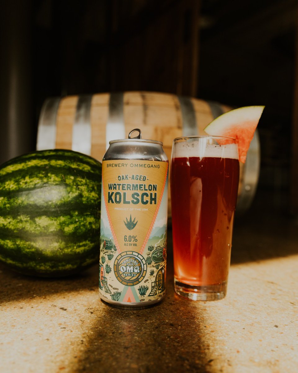 A bright and refreshing Watermelon Kolsch aged on golden agave barrel chips — the perfect pairing for today.
