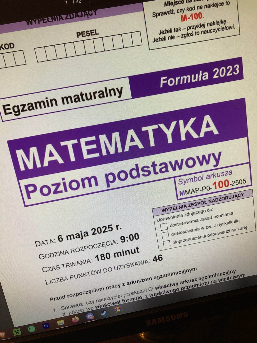 szymi_veb's tweet image. Wysyłam od razu arkusz z matematyki, nie trzeba wysyłać jakichś śmiesznych zdjęć 🛎️✅
Zaobserwuj mnie 🌐
Podaj dalej ♻️
Napisz priv 📲
#matura2025 #maturaprzecieki #matura