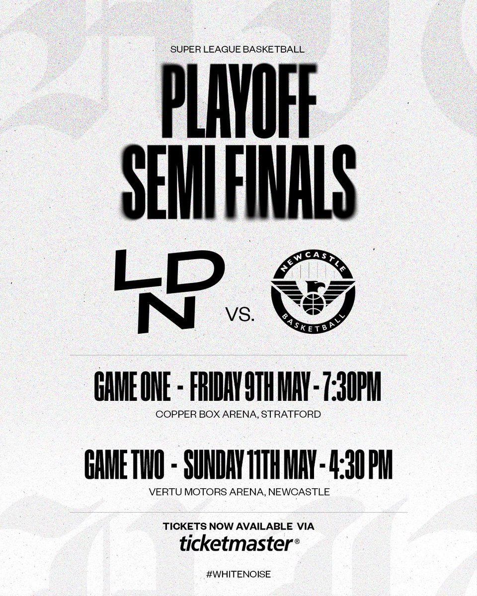 London Lions Basketball (@londonlions) on Twitter photo It’s set. We face <a href="/NewcastleEagle/">Newcastle Eagles</a> in the SLB Playoff Semi-Finals.
First stop: Copper Box Arena.
Friday 9th May. 7:30PM.
WHITE NOISE 2: FULL VOLUME.
Let’s make it a movie 🎥
Be there – get your tickets now via Ticketmaster! 🎟️
#WhiteNoise #WeAreLondon
#LondonLions It’s set. We face <a href="/NewcastleEagle/">Newcastle Eagles</a> in the SLB Playoff Semi-Finals.
First stop: Copper Box Arena.
Friday 9th May. 7:30PM.
WHITE NOISE 2: FULL VOLUME.
Let’s make it a movie 🎥
Be there – get your tickets now via Ticketmaster! 🎟️
#WhiteNoise #WeAreLondon
#LondonLions