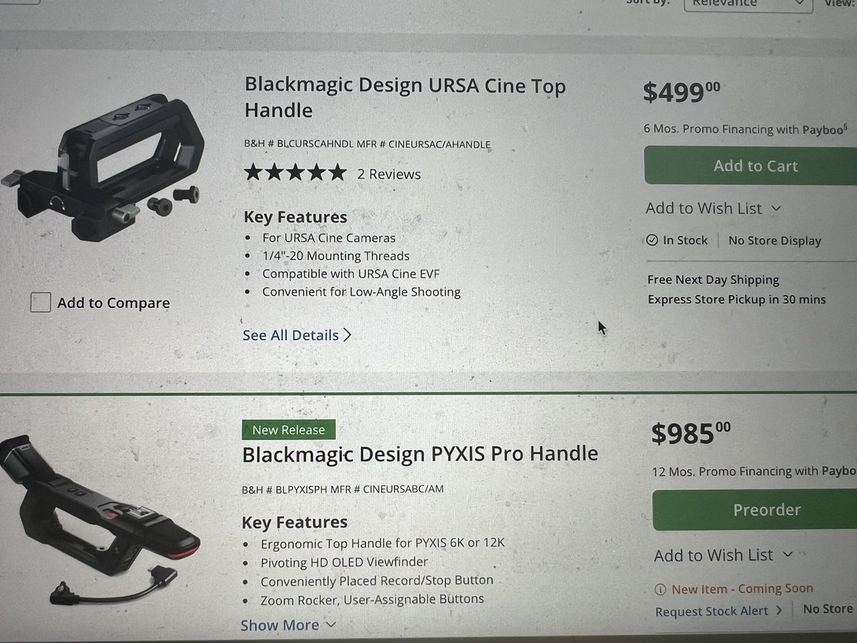 They always find a way to get ya 🤣 <a href="/Blackmagic_News/">Blackmagic Design</a> charges really cheap prices for their cameras but then makes their money back by charging exorbitant prices for their accessories. $500 for a top handle???