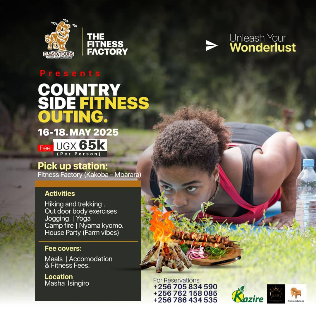 ElasoTours and Travels (@elasotours) on Twitter photo Why not join us for a fitness outing at the Coutry side. 🙂 Thrilled with Outdoor body exercises, camp fire with party farm vibes. 🔥
Something you should include on ur bucket list and Pin ur calendars for. 📌
16th-18th May.
proudly sponsored by <a href="/Kazire_Products/">Kazire Health Products Ltd</a> Why not join us for a fitness outing at the Coutry side. 🙂 Thrilled with Outdoor body exercises, camp fire with party farm vibes. 🔥
Something you should include on ur bucket list and Pin ur calendars for. 📌
16th-18th May.
proudly sponsored by <a href="/Kazire_Products/">Kazire Health Products Ltd</a>