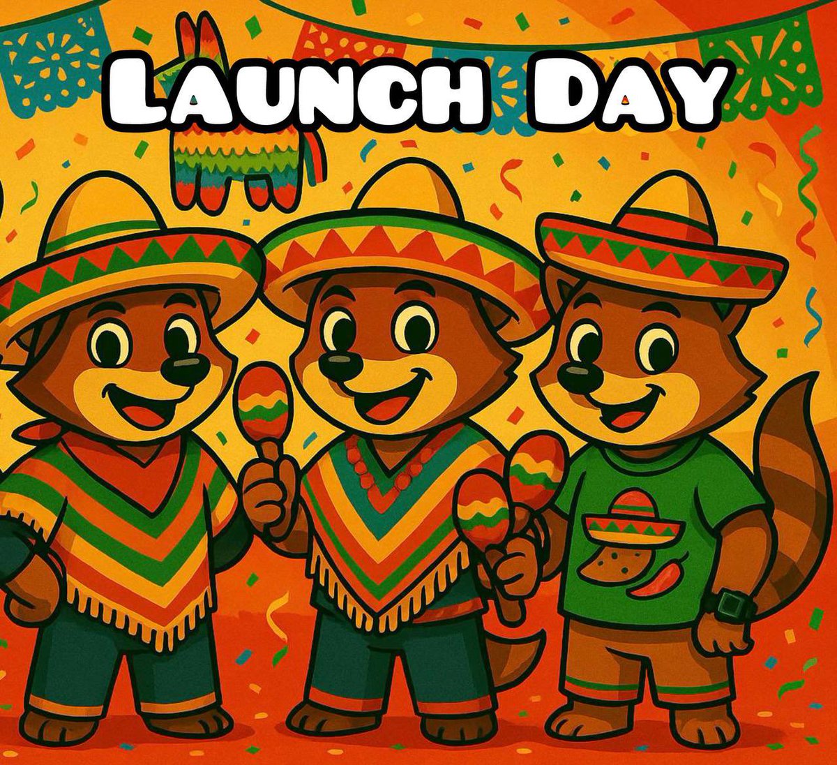 Happy cinco de mayo! Today is launch day for the Rowdy Raccoons, stay tuned for the CA. Remember the real CA will be on here, the website, and the telegram do not fall for scams, if it’s not on any of those don’t buy it! Let’s get $Rowdy. #Rowdy #RowdyRaccoons