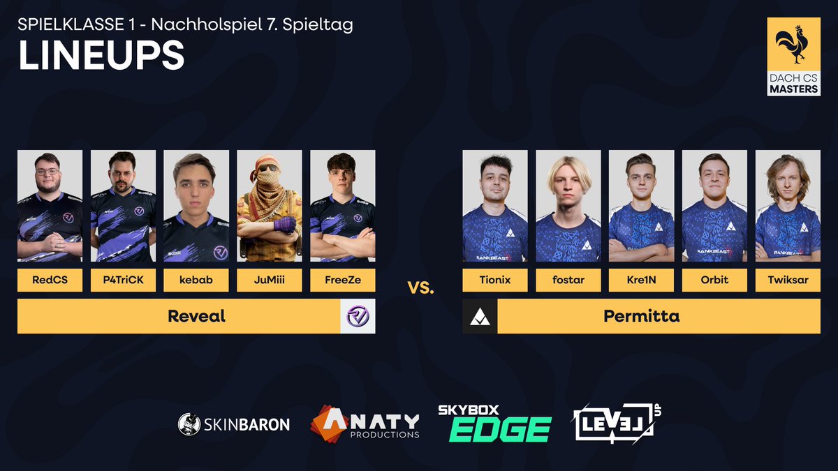 DACH CS Masters (@dachcs) on Twitter photo Nach dem Spk.1 Match ist vor dem nächsten Spk.1 Match! 🔄
<a href="/RVMultigaming/">Reveal Multigaming</a> ⚔️ <a href="/Permittaesports/">Permitta eSports</a>
⏰ 20:45 Uhr
📺 twitch.tv/dachcs
🎙️ <a href="/Monka_CS/">Monka</a> & <a href="/FrankfurterTyp/">Alex | FrankfurterTyp</a>
#DACHCSMasters🐔 Nach dem Spk.1 Match ist vor dem nächsten Spk.1 Match! 🔄
<a href="/RVMultigaming/">Reveal Multigaming</a> ⚔️ <a href="/Permittaesports/">Permitta eSports</a>
⏰ 20:45 Uhr
📺 twitch.tv/dachcs
🎙️ <a href="/Monka_CS/">Monka</a> & <a href="/FrankfurterTyp/">Alex | FrankfurterTyp</a>
#DACHCSMasters🐔