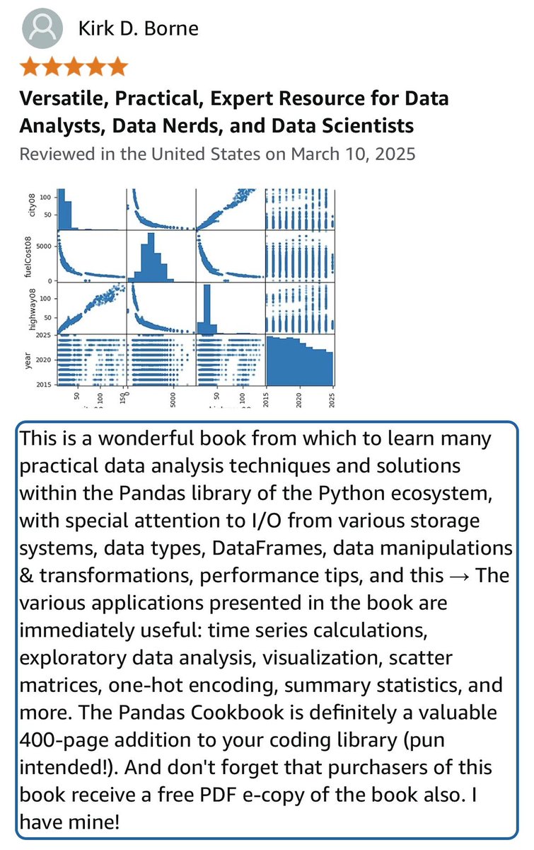 Kirk Borne (@kirkdborne) on Twitter photo 3rd Edition of "PANDAS Cookbook โ Practical Recipes for Scientific Computing, Time Series and Exploratory Data Analysis using #Python" at packtpub.com/en-us/product/โฆ via <a href="/PacktDataML/">Packt Data Science & Machine Learning</a> #ad
โโโโ
#DataScience #ComputationalScience #Analytics #MachineLearning #ML #AI #DataScientist 3rd Edition of "PANDAS Cookbook โ Practical Recipes for Scientific Computing, Time Series and Exploratory Data Analysis using #Python" at packtpub.com/en-us/product/โฆ via <a href="/PacktDataML/">Packt Data Science & Machine Learning</a> #ad
โโโโ
#DataScience #ComputationalScience #Analytics #MachineLearning #ML #AI #DataScientist