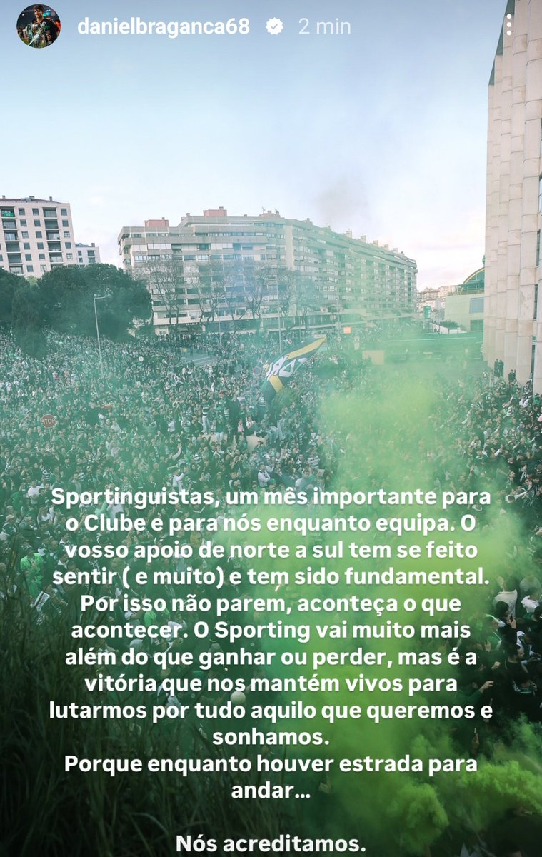 Daniel Bragança pede o apoio de todos os sportinguistas neste mês decisivo 💚