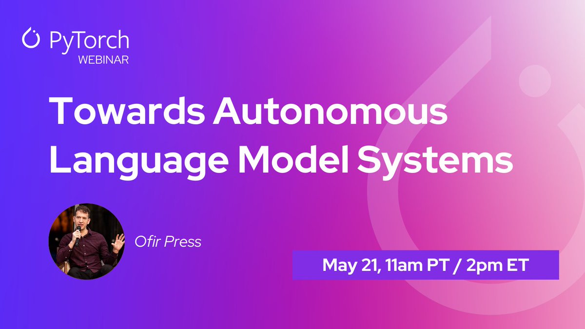 PyTorch (@pytorch) on Twitter photo Can language model systems autonomously complete entire tasks end-to-end?
In our next Expert Exchange webinar, <a href="/OfirPress/">Ofir Press</a> explores autonomous LM systems for software engineering, featuring SWE-bench and SWE-agent—used by OpenAI, Meta, & more.
🔗 Register: Can language model systems autonomously complete entire tasks end-to-end?
In our next Expert Exchange webinar, <a href="/OfirPress/">Ofir Press</a> explores autonomous LM systems for software engineering, featuring SWE-bench and SWE-agent—used by OpenAI, Meta, & more.
🔗 Register: