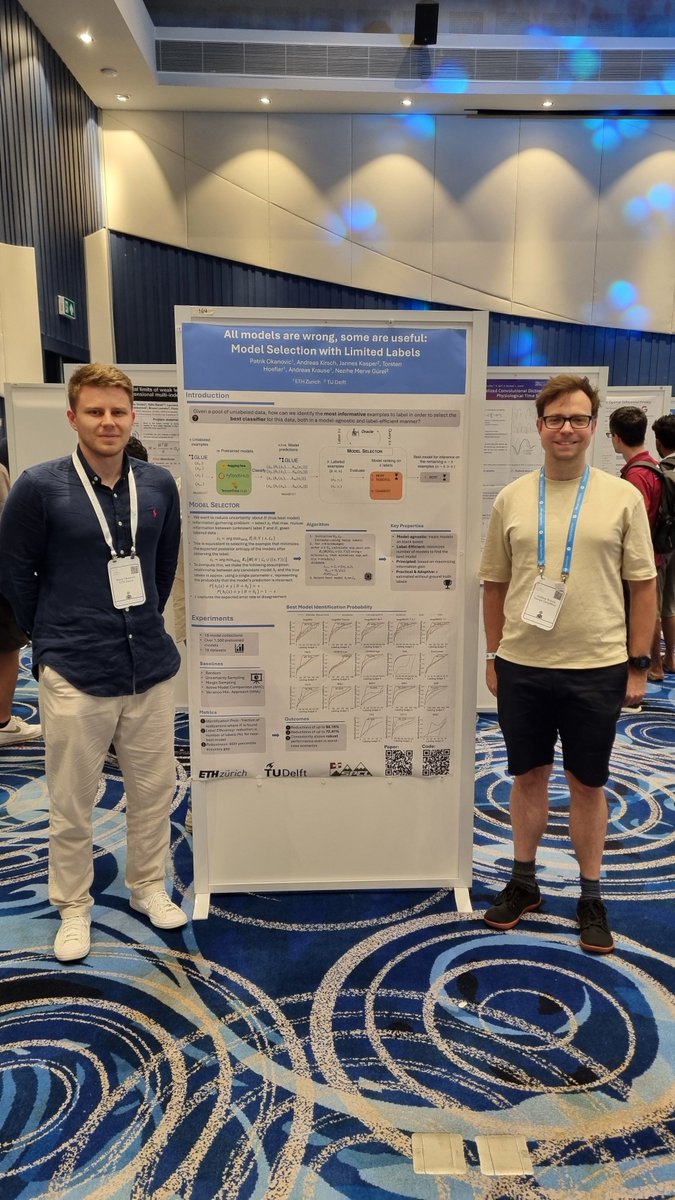<a href="/pokanovic/">Patrik Okanovic</a> and <a href="/BlackHC/">Andreas Kirsch 🇺🇦</a> have presented the paper "All models are wrong, some are useful: Model Selection with Limited Labels" at <a href="/aistats_conf/">AISTATS Conference</a>!

👉arxiv.org/pdf/2410.13609 
👉github.com/RobustML-Lab/m…

Work of <a href="/pokanovic/">Patrik Okanovic</a>, <a href="/BlackHC/">Andreas Kirsch 🇺🇦</a>, Jannes Kasper, <a href="/thoefler/">Torsten Hoefler 🇨🇭</a>, <a href="/arkrause/">Andreas Krause</a>, <a href="/nmervegurel/">Nezihe Merve Gürel (nmervegurel.bsky.social)</a>