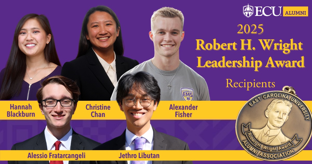 #DYK that 4 of this year's 5 Wright Award winners are in #ECUHonors? Congratulations to Hannah, Christine, Alex and Jethro on this accomplishment and graduation this Friday!