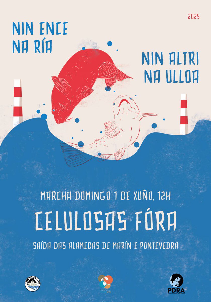 APDR (@defensadaria) on Twitter photo 🔴 MARCHA CONTRA CELULOSAS en Pontevedra
"Nin ENCE na ría nin ALTRI na Ulloa, Celulosas fóra"
Xunto <a href="/UlloaViva/">Plataforma Ulloa Viva</a> e PDRA convocamos unha nova Marcha desta volta contra Ence e Altri e con carácter nacional
Non faltes, comparte!
#AltriNon
#NinEnceNaRiaNinAltriNaUlloa
#CelulosasFóra 🔴 MARCHA CONTRA CELULOSAS en Pontevedra
"Nin ENCE na ría nin ALTRI na Ulloa, Celulosas fóra"
Xunto <a href="/UlloaViva/">Plataforma Ulloa Viva</a> e PDRA convocamos unha nova Marcha desta volta contra Ence e Altri e con carácter nacional
Non faltes, comparte!
#AltriNon
#NinEnceNaRiaNinAltriNaUlloa
#CelulosasFóra