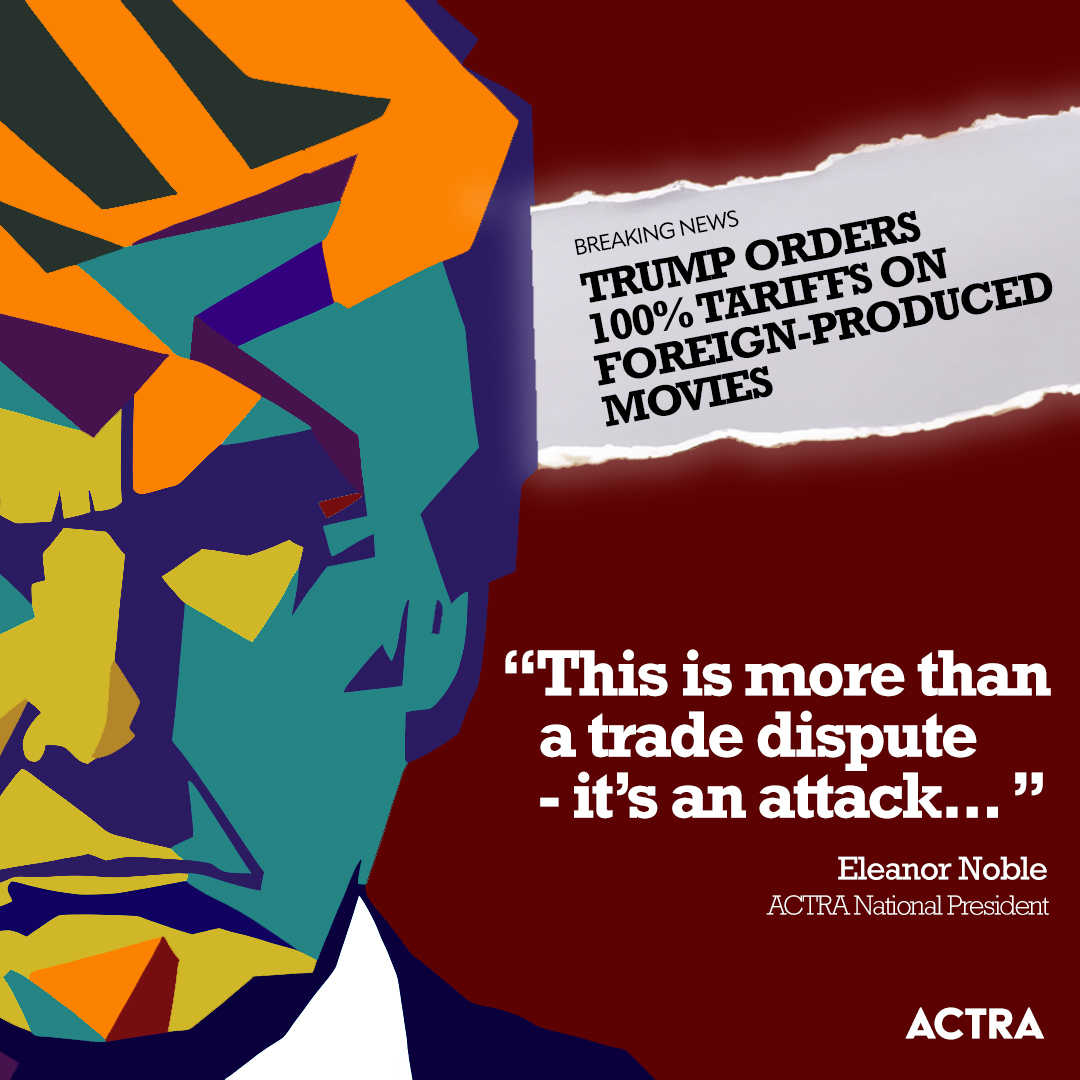 ACTRA National (@actranational) on Twitter photo ACTRA is calling on <a href="/CanadianPM/">Prime Minister of Canada</a> & Canada's trade team to take a firm stand in defense of our cultural industries, as Washington proposes 100% tariff on foreign-produced films.
#canpoli #actra
tinyurl.com/bddxrywn ACTRA is calling on <a href="/CanadianPM/">Prime Minister of Canada</a> & Canada's trade team to take a firm stand in defense of our cultural industries, as Washington proposes 100% tariff on foreign-produced films.
#canpoli #actra
tinyurl.com/bddxrywn