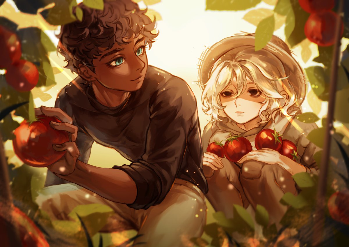 kabumisu picking tomatoes. mithrun basket