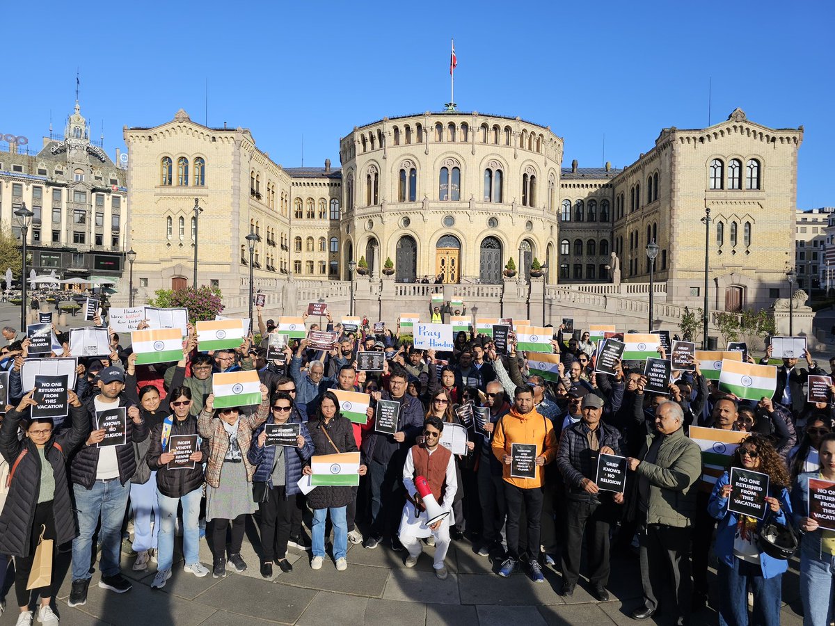 The terrorists who killed innocent tourists in Kashmir by checking people’s religion, picking out Hindus &amp; making them read Islamic prayers before killing them, are enemies of humanity just like ISIS. Today we commemorated the victims in front of the Norwegian Parliament🇳🇴🇮🇳