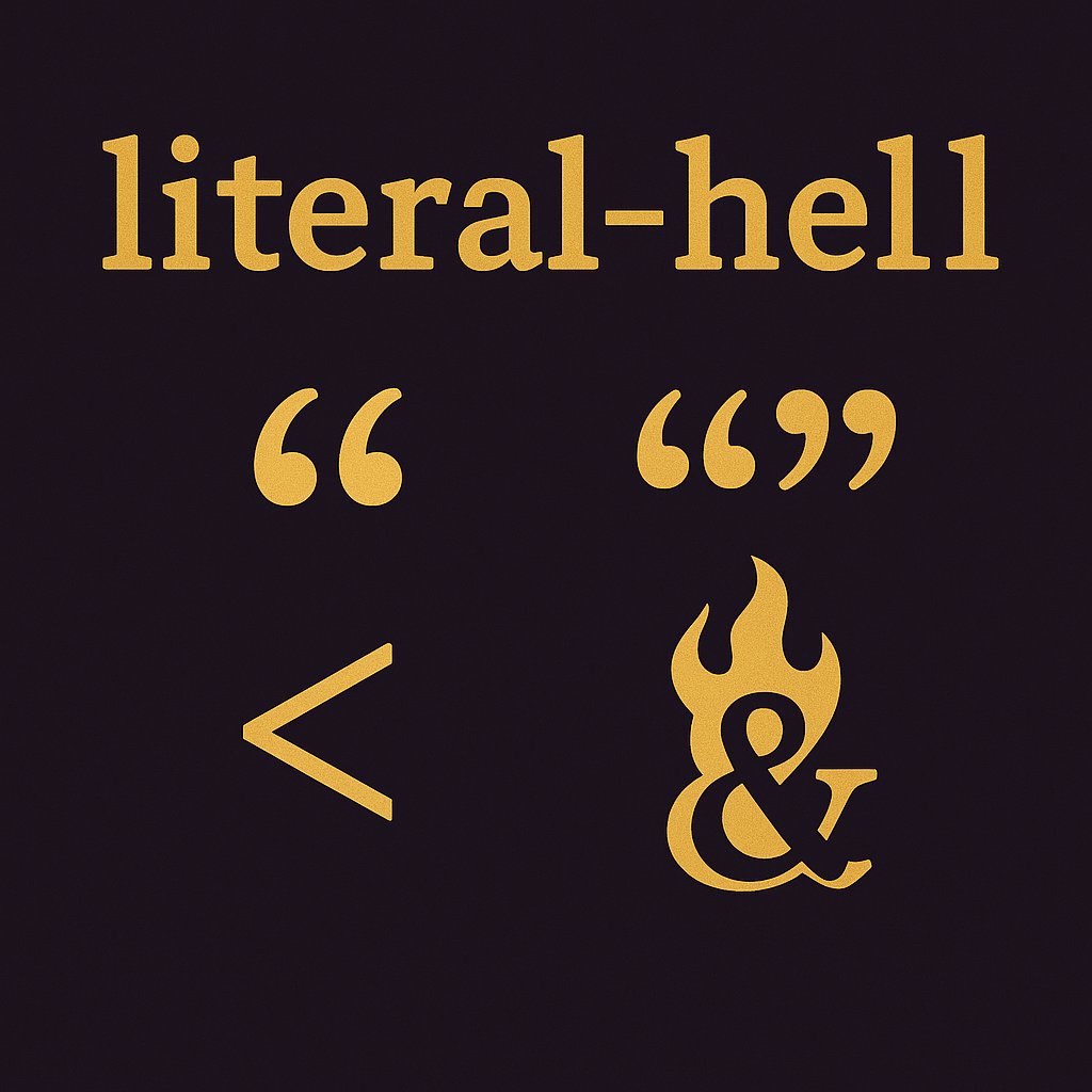 Couldn’t find a CLI that just fixes stupid quote/ampersand/string literal linter errors, so I "vibe-coded" one this morning.

It’s called literal-hell, because that’s what it is. Feel free to improve it:

github.com/claren/literal…

#webdeveloper