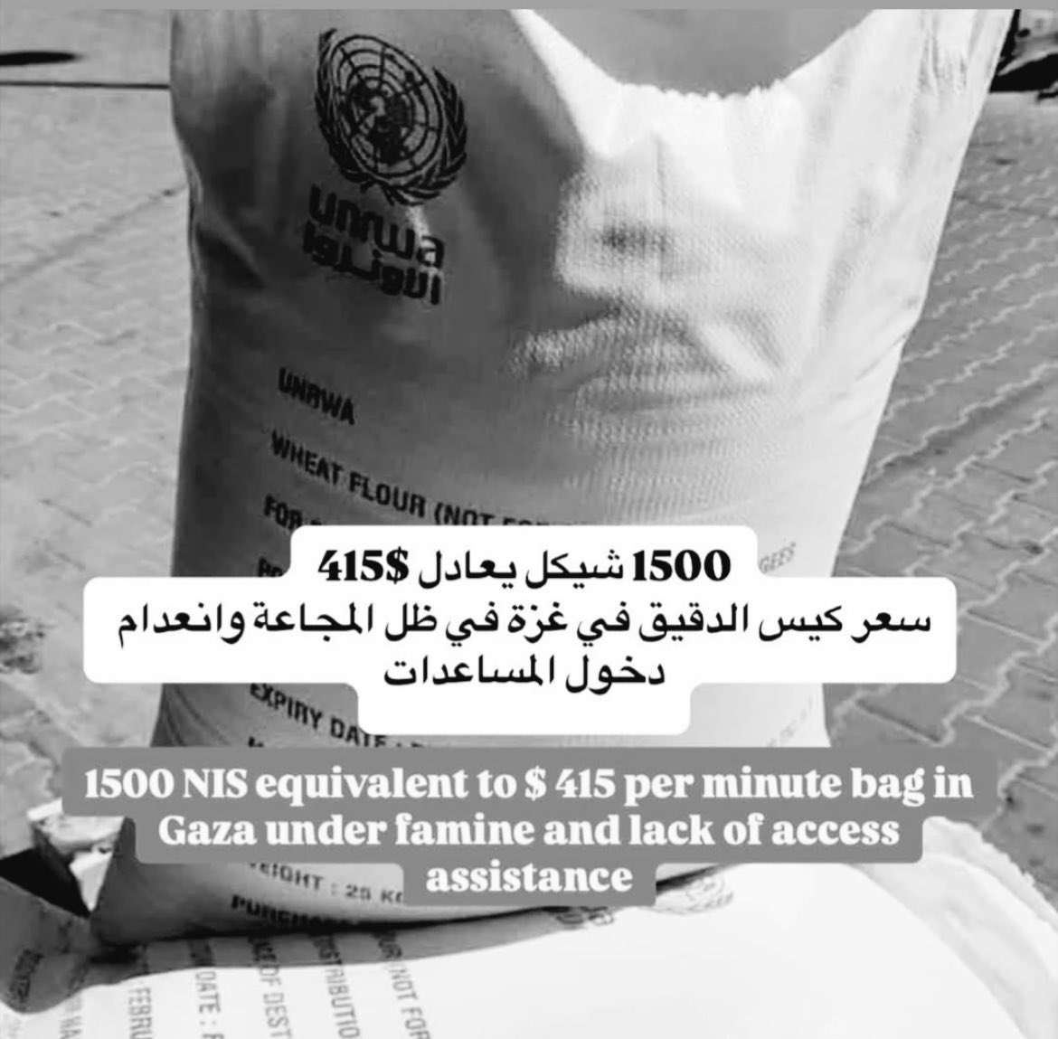 Hello, world.

Please don’t scroll past this.

This is an image showing a bag of flour and how much it costs.
We are in urgent need of flour.

I kindly ask for your help—my family desperately needs flour, and every donation helps us buy a bag.

We need 2 bags of flour.

If you