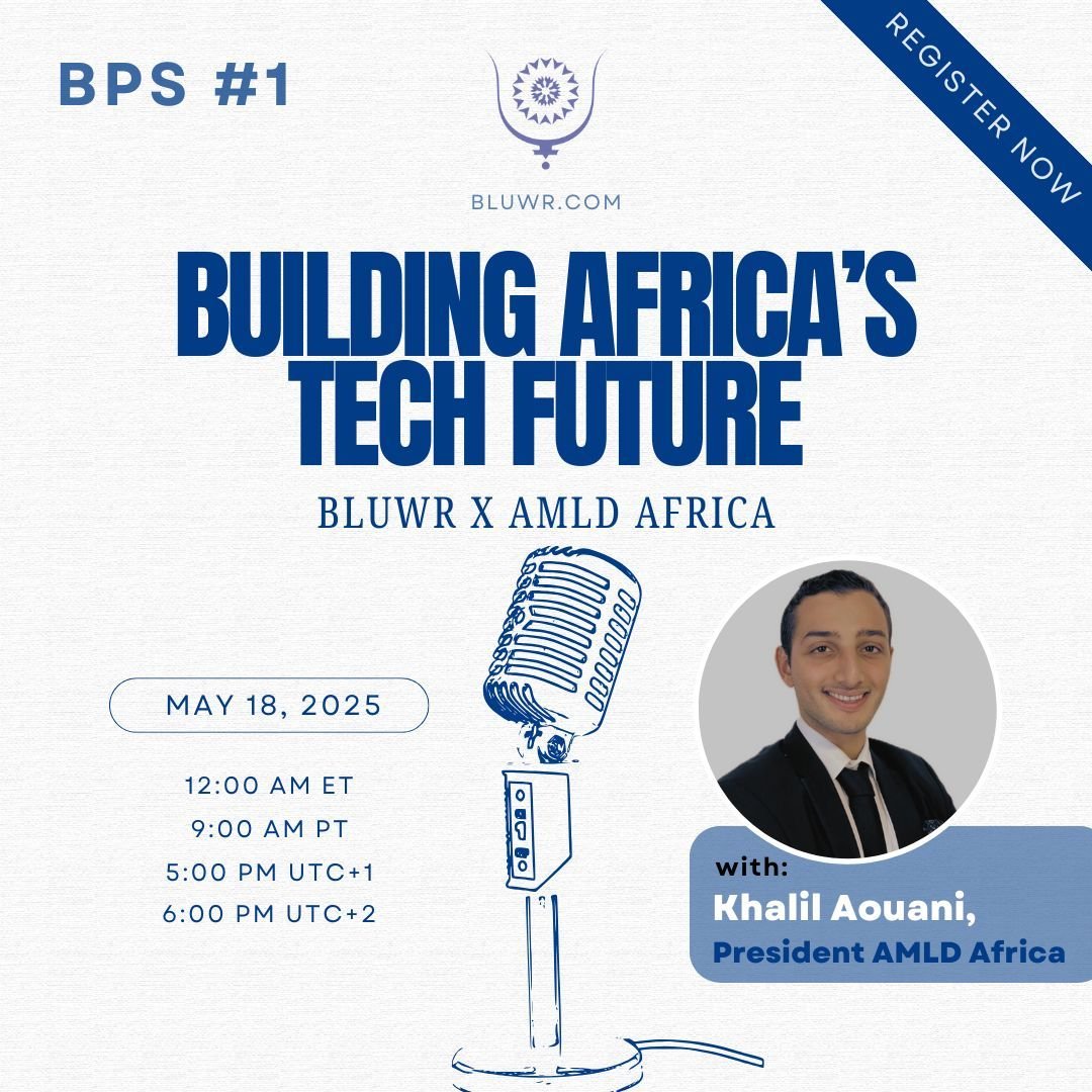 Join us for a LIVE discussion on Africa's Tech Future with Khalil Aouani, president of <a href="/AMLDAfrica/">Applied Machine Learning Days Africa</a>!
📅 Live streaming on LinkedIn &amp; YouTube
🔗 Register now on Bluwr for an invitation: Bluwr.com/in
🔗 LinkedIn: lnkd.in/eTZTAPrz
🔗 YouTube: lnkd.in/ejTCypCC