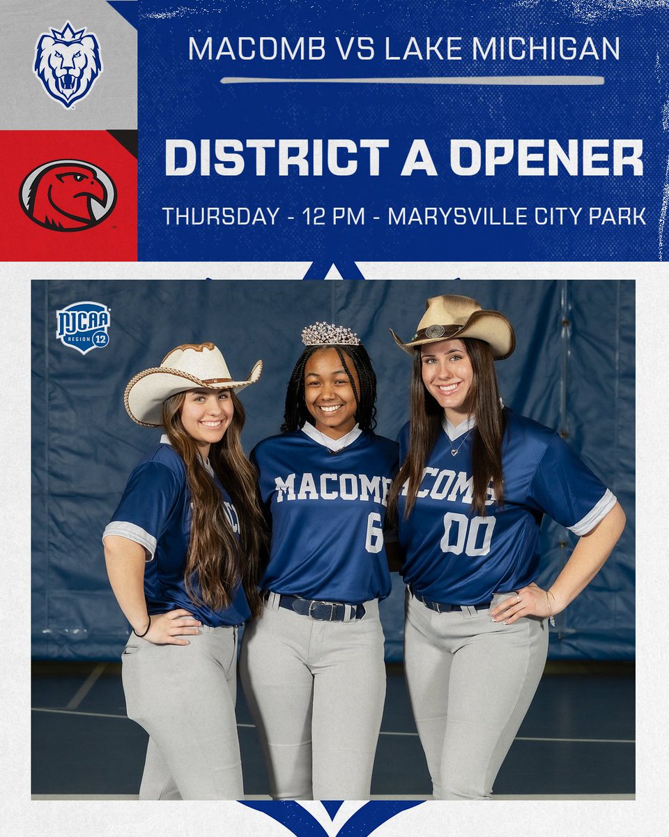 Macomb Athletics (@macombmonarchs) on Twitter photo Defending Champs Collide!๐ฅ
<a href="/MacombSoftball/">Macomb Softball</a>, the reigning Great Lakes District A Champions, open this year's district tournament against the reigning District B Champs, Lake Michigan College! First pitch is set for 12 PM Thursday at Marysville City Park!
njcaaregion12.org/tournaments/sbโฆ Defending Champs Collide!๐ฅ
<a href="/MacombSoftball/">Macomb Softball</a>, the reigning Great Lakes District A Champions, open this year's district tournament against the reigning District B Champs, Lake Michigan College! First pitch is set for 12 PM Thursday at Marysville City Park!
njcaaregion12.org/tournaments/sbโฆ