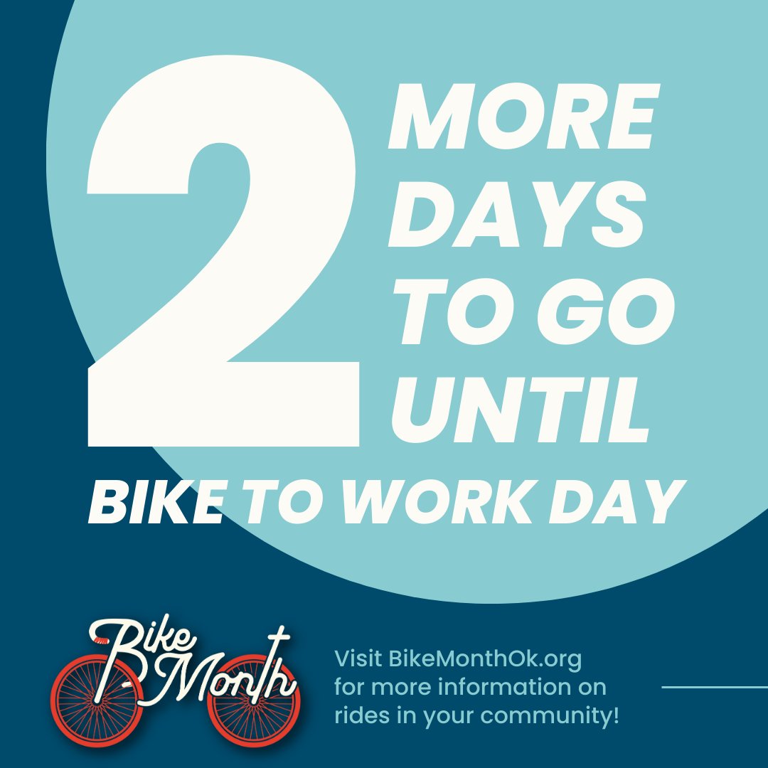 ACOG (@acogok) on Twitter photo Only 2 days until Bike to Work Day! 🚴♂️💼Gear up, check your tires, and get ready to ride to work Friday, May 16! Find an organized ride in OKC, Norman, Yukon, or Piedmont. 🔗Find maps & routes here: bit.ly/4bpuG5J
#BikeToWorkCountdown #RideTogether #BikeMonthOK Only 2 days until Bike to Work Day! 🚴♂️💼Gear up, check your tires, and get ready to ride to work Friday, May 16! Find an organized ride in OKC, Norman, Yukon, or Piedmont. 🔗Find maps & routes here: bit.ly/4bpuG5J
#BikeToWorkCountdown #RideTogether #BikeMonthOK