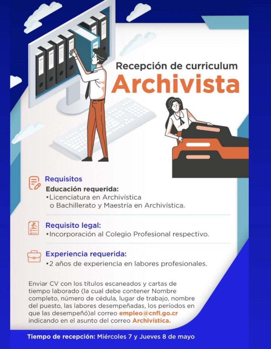 Opción laboral para archivista.