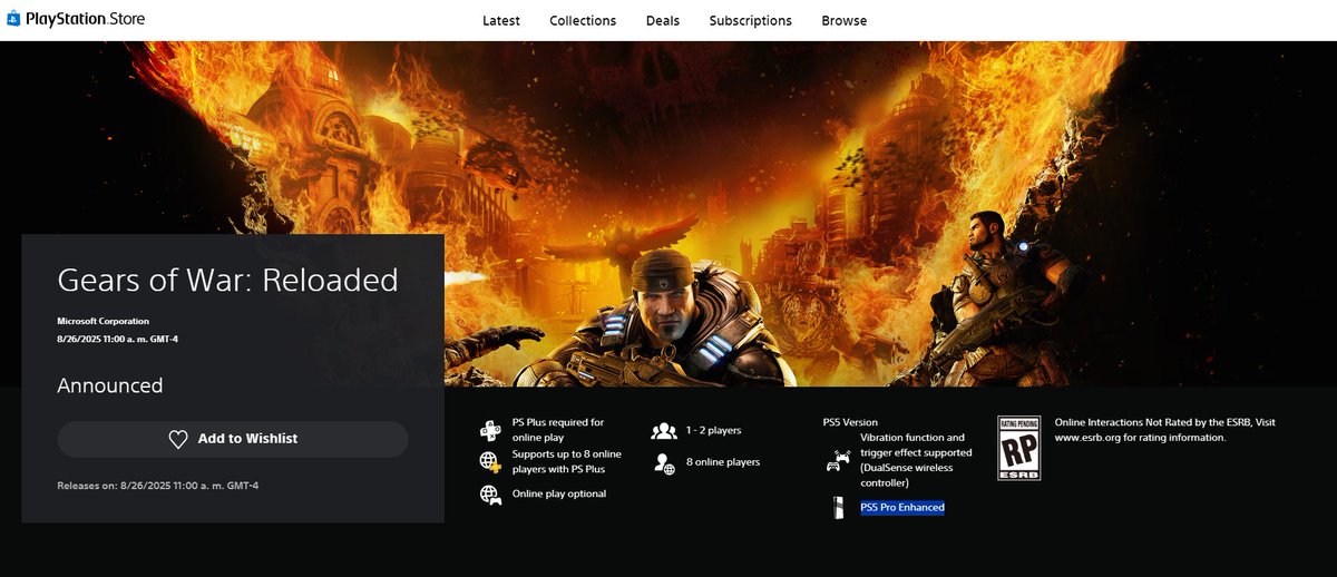 eXtas1stv's tweet photo. 🧨🔥 ¿GEARS OF WAR... MEJOR EN PS5 PRO? 🔥🧨
En lo que muchos consideran la sorpresa del dia, Gears of War Reloaded ha sido listado como "Mejorado para PS5 Pro", lo que indica que la versión más potente del juego podría ser la de la consola de Sony.
🎯 Esto no solo implica mejor rendimiento y resolución, sino también posibles mejoras gráficas exclusivas para PS5 Pro. Un movimiento que hace unos años sería impensable tratándose de una saga tan emblemática de Xbox.
