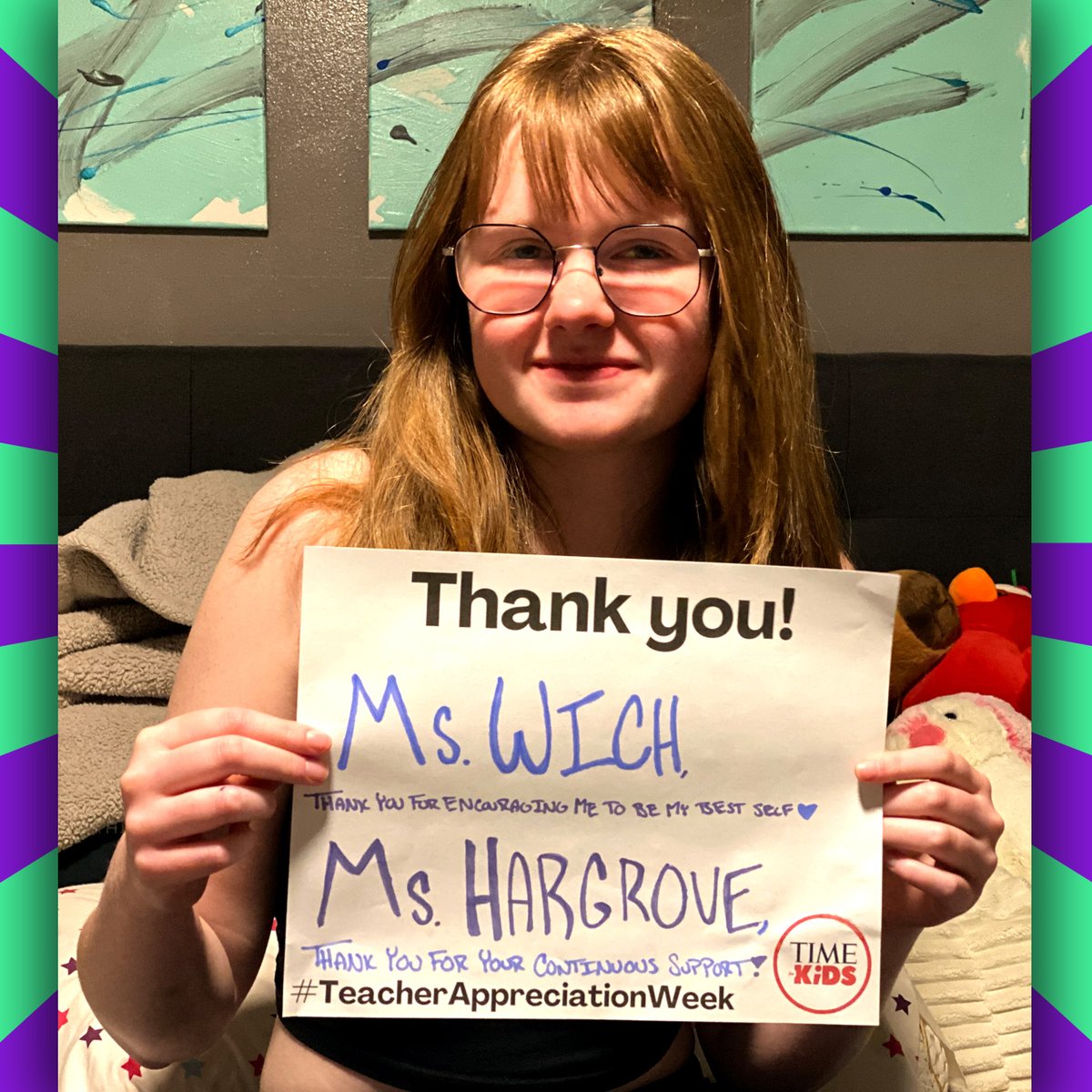 Sammy, our October 2023 Kid of the Month, from Indiana, is grateful for her teachers’ support. tfk.news/3RPMm2U #TeacherAppreciationWeek 

Tell us: Who encourages you to be your best self?