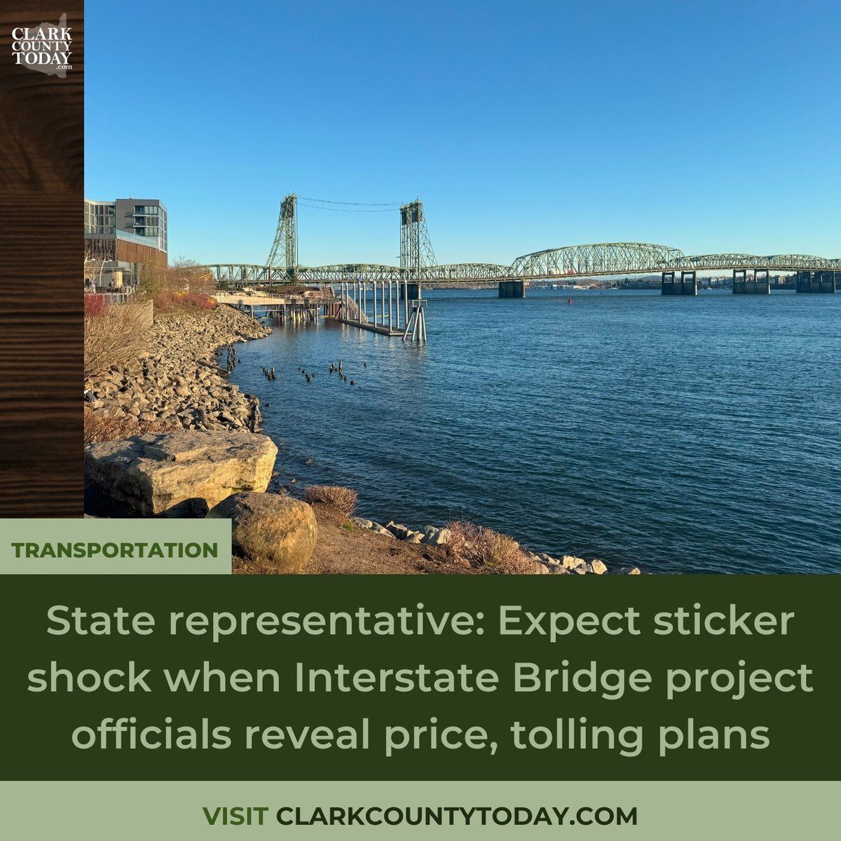 NewsFromCCT's tweet image. Rep. John Ley says toll costs for the Interstate Bridge project could double. No final design. No funding confirmed. Just sticker shock.
 clarkcountytoday.com/news/state-rep…
 #ClarkCountyWa #localnews #InterstateBridge