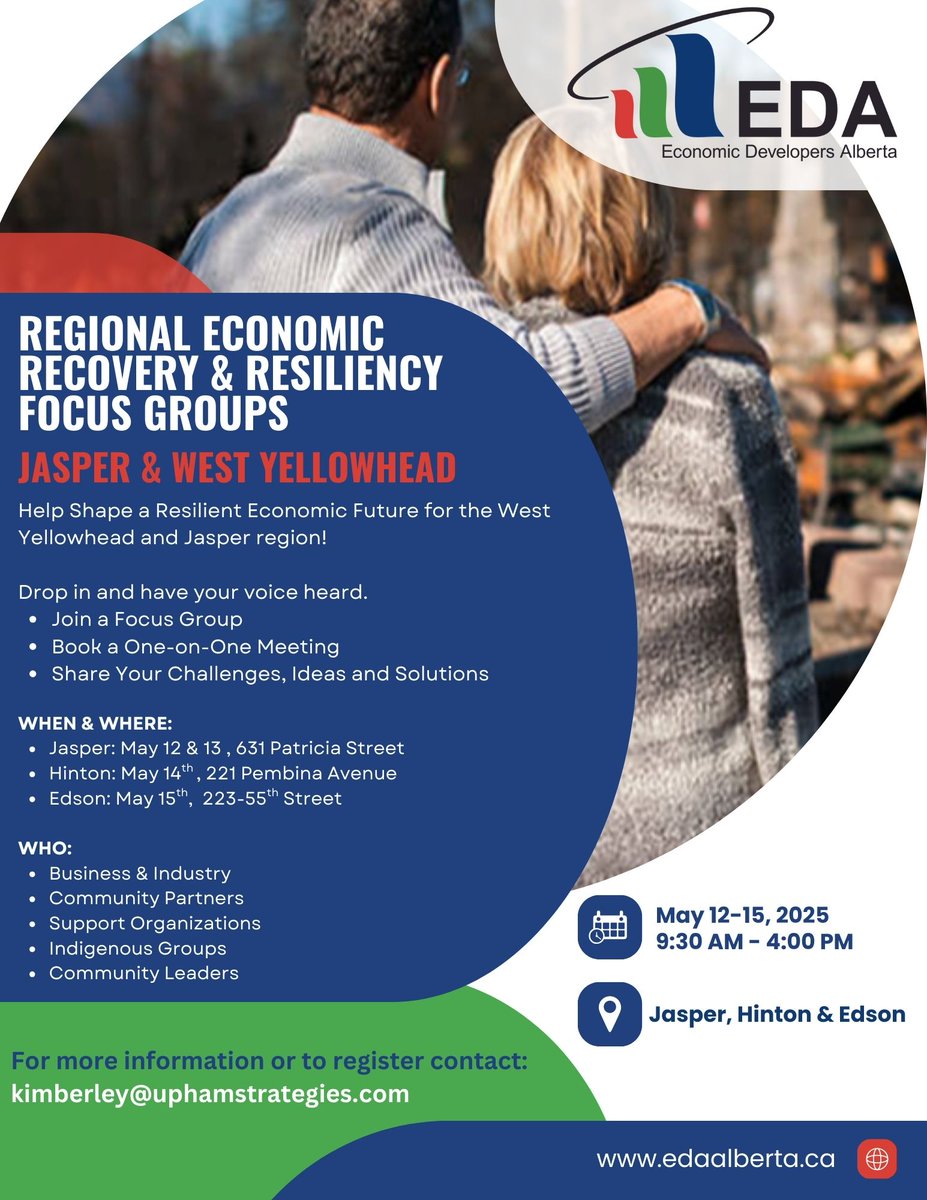 EDA (@edaalberta) on Twitter photo An example of economic developers in action! Next week, EDA’s Tactical Assistance Team will be in the Jasper region to support business and economic recovery after the 2024 wildfires. Local voices matter—schedule a meeting: kimberley@uphamstrategies.com An example of economic developers in action! Next week, EDA’s Tactical Assistance Team will be in the Jasper region to support business and economic recovery after the 2024 wildfires. Local voices matter—schedule a meeting: kimberley@uphamstrategies.com