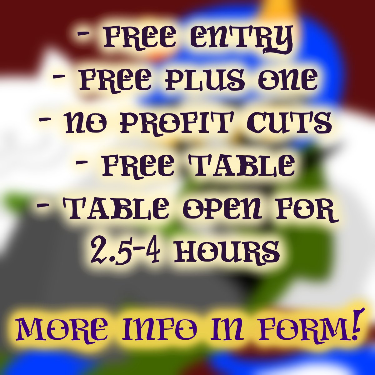 promstuck2025's tweet image. ARTIST ALLEY applications are OPEN, and will close in 1 week! Please read the info slide ==> Come sell your wares with NO FEES, whether or not you've done it before. We have very limited slots due to venue size, but don't hesitate to apply!
》forms.gle/vCrsiurafdkyPG…《
#homestuck