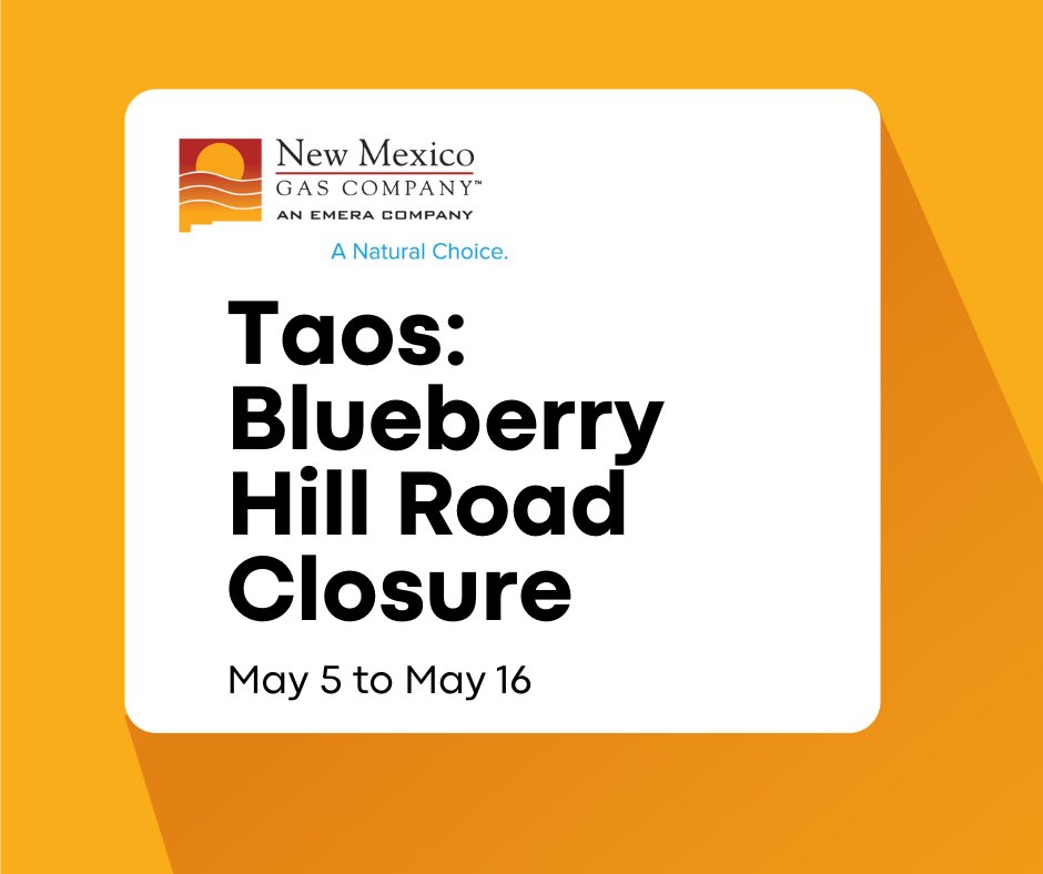 We're enhancing the safety of our system in Taos, which may result in traffic delays. From May 5 through May 16, Blueberry Hill Road will be closed in both directions between State Road 240 and Cottom Road. If you live in the area, you'll still have access to neighborhood