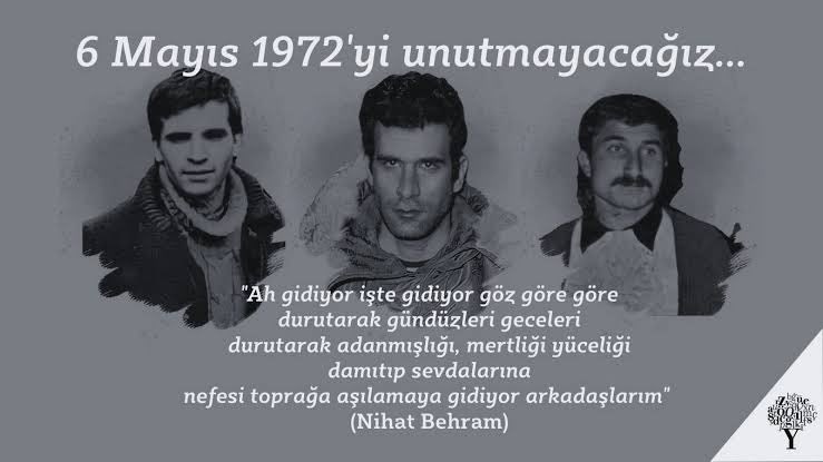 Onlar bu vatanı 
Candan aziz bildiler.
Bir an bile düşünmeden 
Uğruna can verdiler… 
#DenizGezmiş 
#YusufAslan
#Hüseyinİnan
** Saygıyla anıyoruz.