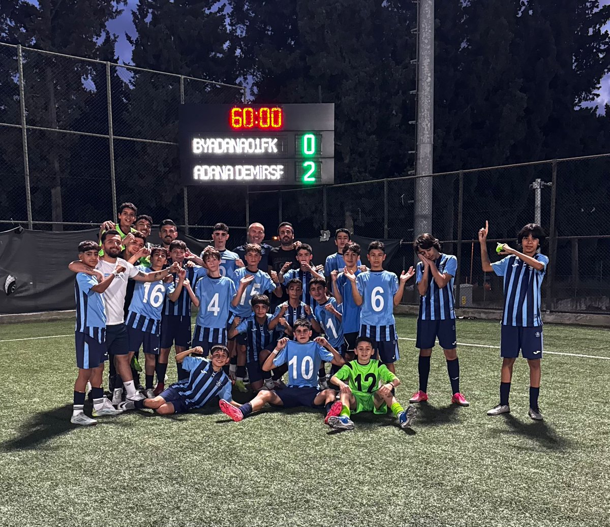 ⚽️2024 - 2025 Sezonu U13 Ligi G grubunu lider olarak tamamlayarak "ŞAMPİYONLAR LİGİNE" yükselen ve ligin ilk müsabakasında Adana 01 F.K. ile karşılaşan  takımımız sahadan galip ayrıldı.⚡️

Galibiyette emeği geçen teknik heyetimizi ve tüm oyuncularımızı tebrik ederiz.👏