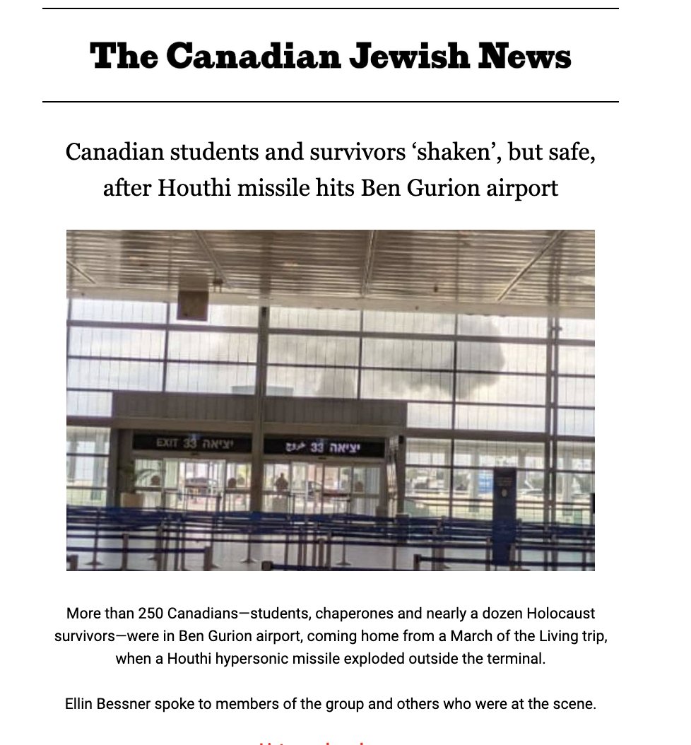 Ellin Bessner (@ebessner) on Twitter photo Israel has struck back against the #Houthis today after a terrorist ballistic missile hit Tel Aviv's airport <a href="/bengurionairpor/">Ben Gurion International AirPort</a> Sunday, just as 200 Canadian kids and their chaperones and #holocaustsurvivors were checking in for their return trip home after a two week March of the Israel has struck back against the #Houthis today after a terrorist ballistic missile hit Tel Aviv's airport <a href="/bengurionairpor/">Ben Gurion International AirPort</a> Sunday, just as 200 Canadian kids and their chaperones and #holocaustsurvivors were checking in for their return trip home after a two week March of the