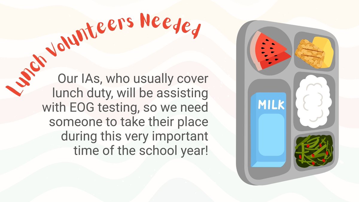 Wanna help us in the cafeteria during EOGs?? signupgenius.com/go/20F0D48A8AB…