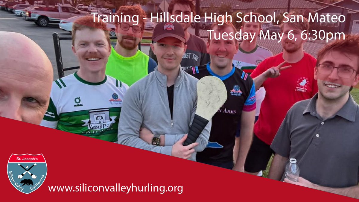 #Hurling training continues at Hillsdale High School, San Mateo, at 6:30pm on Tuesday May 6. All welcome

<a href="/officialgaa/">The GAA</a>  <a href="/GAA_USA/">USGAA</a>  <a href="/SanFranciscoGAA/">SanFranciscoGAA</a>