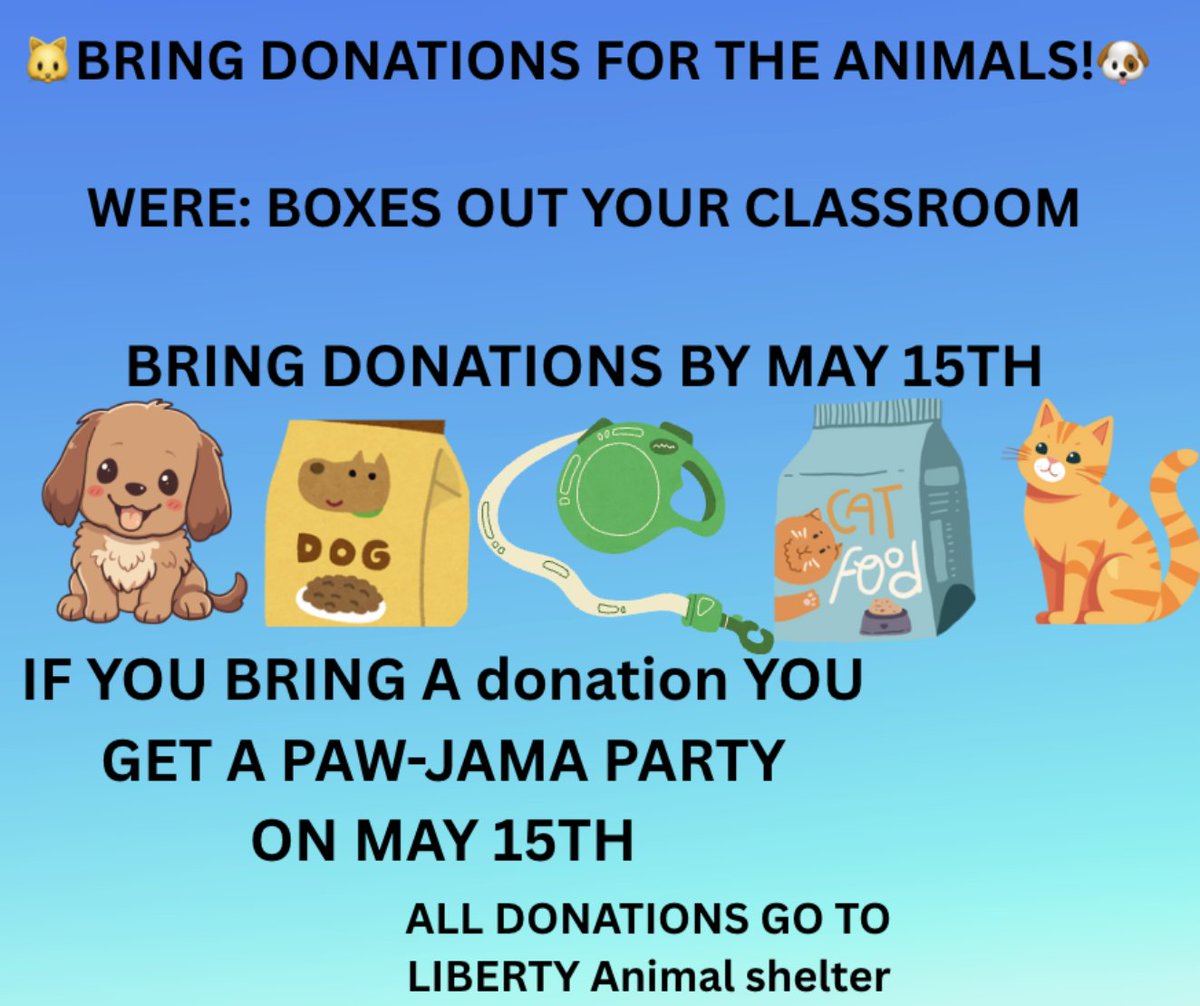 Jamie Ackart (@mrsackart) on Twitter photo Our Studio 1 Students are leading change in our community by collecting donations for the Liberty Animal Shelter! Student teams planned and created these flyers to raise awareness and impact the animals in our area. <a href="/AndMMilestogo/">Miranda Miles</a> <a href="/erin_mckenzie9/">Erin McKenzie</a> <a href="/EpicElementary/">EPiC Elementary</a> Our Studio 1 Students are leading change in our community by collecting donations for the Liberty Animal Shelter! Student teams planned and created these flyers to raise awareness and impact the animals in our area. <a href="/AndMMilestogo/">Miranda Miles</a> <a href="/erin_mckenzie9/">Erin McKenzie</a> <a href="/EpicElementary/">EPiC Elementary</a>