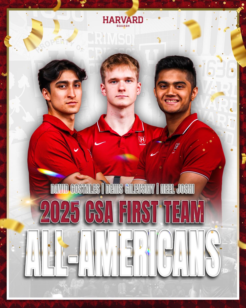 🇺🇸 𝐀𝐋𝐋-𝐀𝐌𝐄𝐑𝐈𝐂𝐀 🇺🇸

Our men's top 3⃣ all earned spots on the <a href="/CollegeSquash/">College Squash</a> First-Team All-America after remarkable seasons on court! 

#OneCrimson