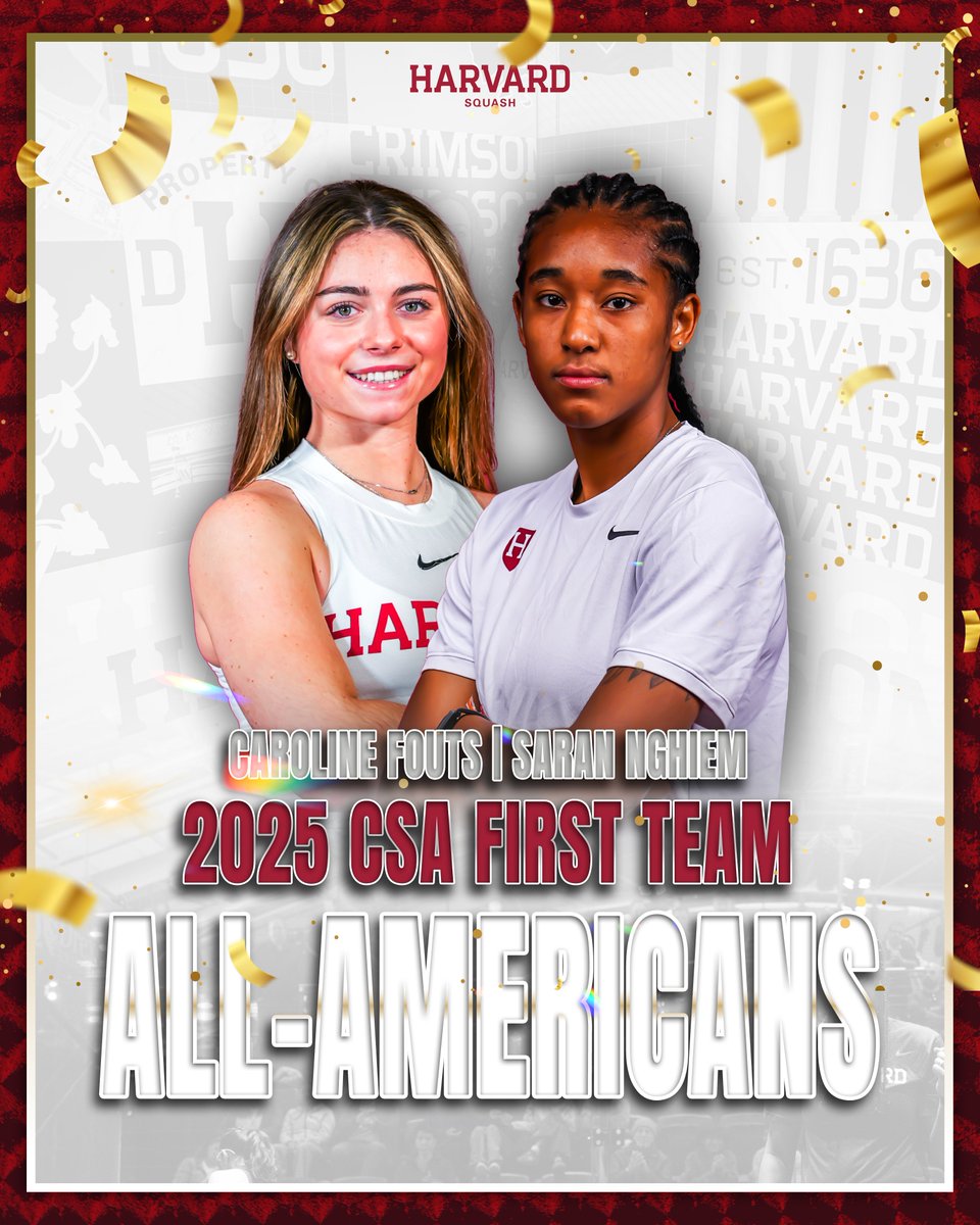 🇺🇸 𝐀𝐋𝐋-𝐀𝐌𝐄𝐑𝐈𝐂𝐀 🇺🇸

Congratulations to Caroline Fouts and Saran Nghiem, who earned spots on the <a href="/CollegeSquash/">College Squash</a> First-Team All-America! 

#OneCrimson