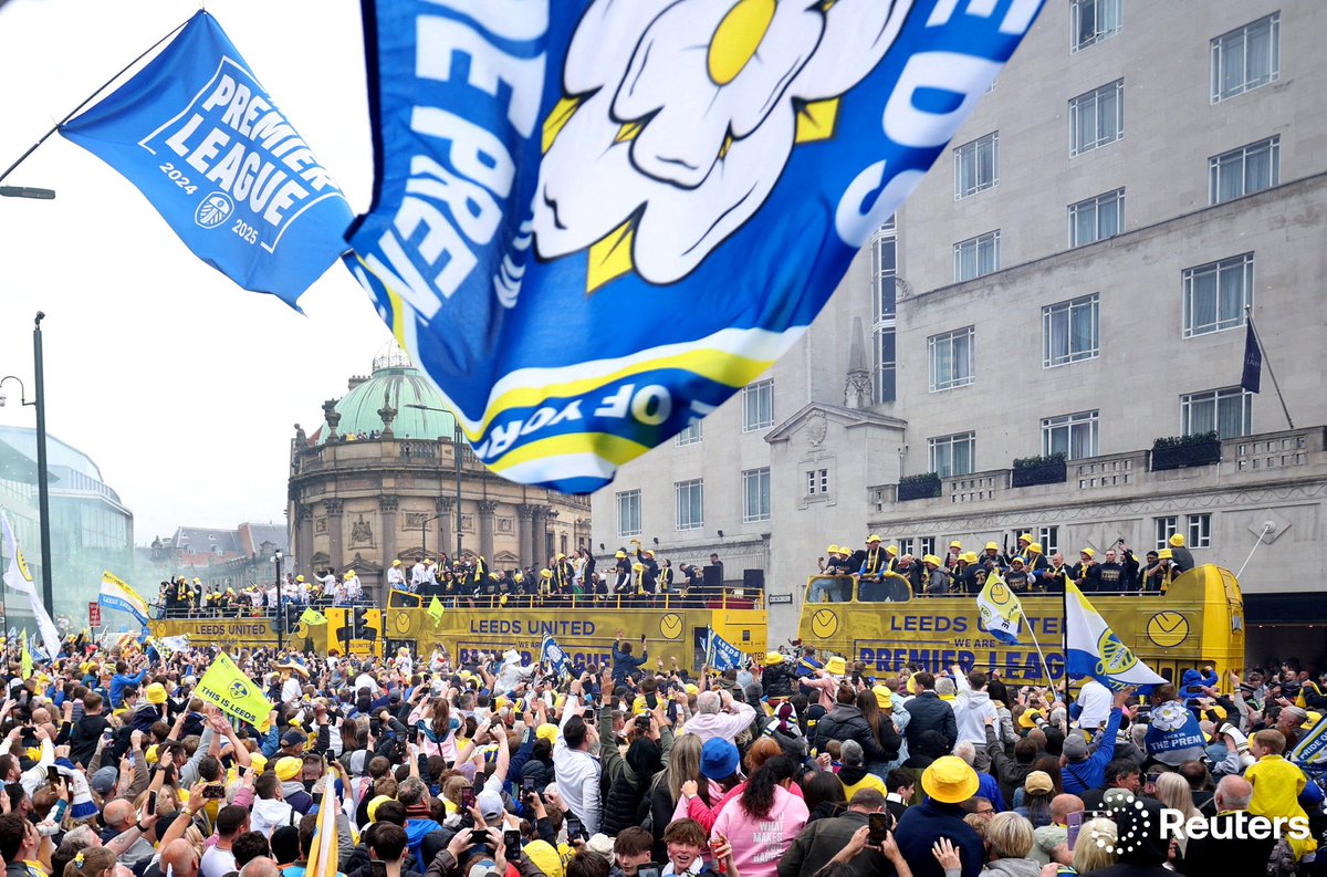 Leeds United celebrate their return to the Premier League 📸 for <a href="/ActionImages/">Action Images</a>