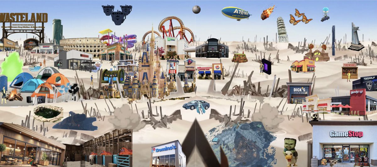 Angstromburner's tweet image. In N Out and a chicken jockey have been added to the WasteLAND™️