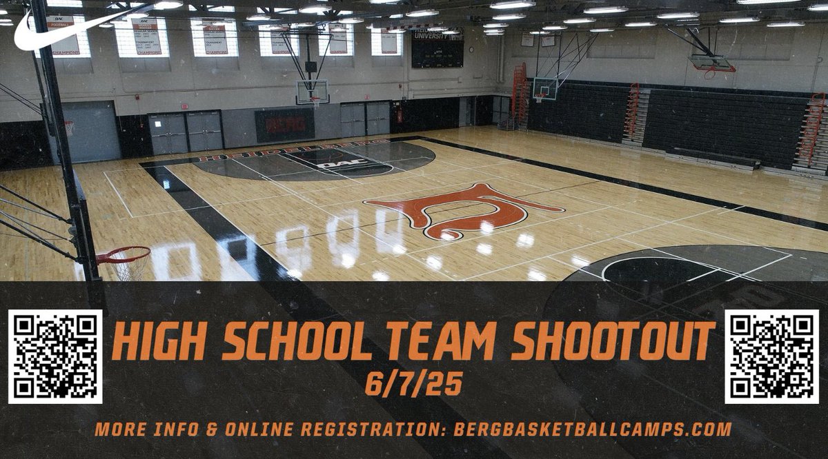 🚨𝑩𝒆𝒓𝒈 𝑩𝒂𝒔𝒌𝒆𝒕𝒃𝒂𝒍𝒍 𝑺𝒉𝒐𝒐𝒕𝒐𝒖𝒕🚨 

We are a little over a month out from our HS Shootout. There are still spots available! For more info and online registration either scan the QR code or visit bergbasketballcamps.com