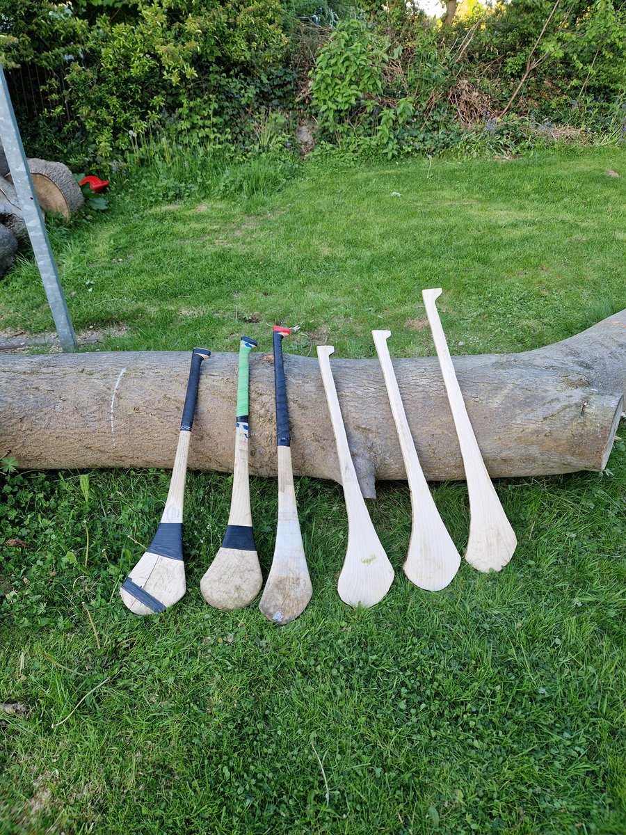 New hurleys in the making. 3 old hurleys and 3 fresh cut and not yet sanded